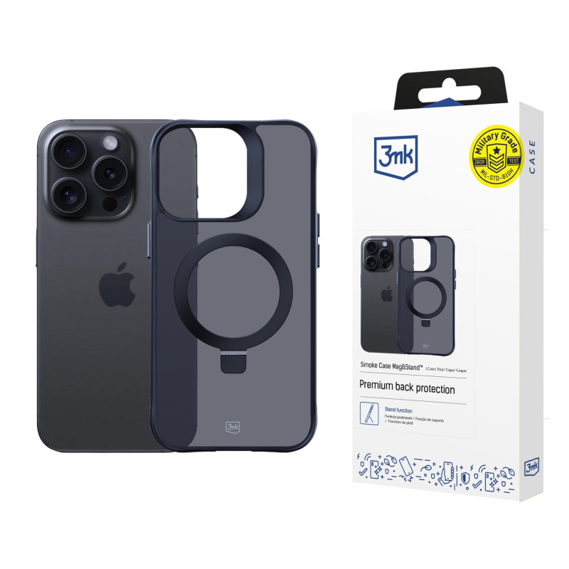 3mk dūminis dėklas „Mag&Stand“, skirtas „Apple iPhone 14 Pro“ - juodas