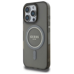 „Guess IML Glitter Circle MagSafe“ dėklas, skirtas „iPhone 16 Pro Max“ – juodas