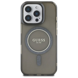„Guess IML Glitter Circle MagSafe“ dėklas, skirtas „iPhone 16 Pro Max“ – juodas
