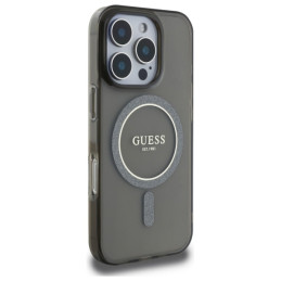 „Guess IML Glitter Circle MagSafe“ dėklas, skirtas „iPhone 16 Pro Max“ – juodas