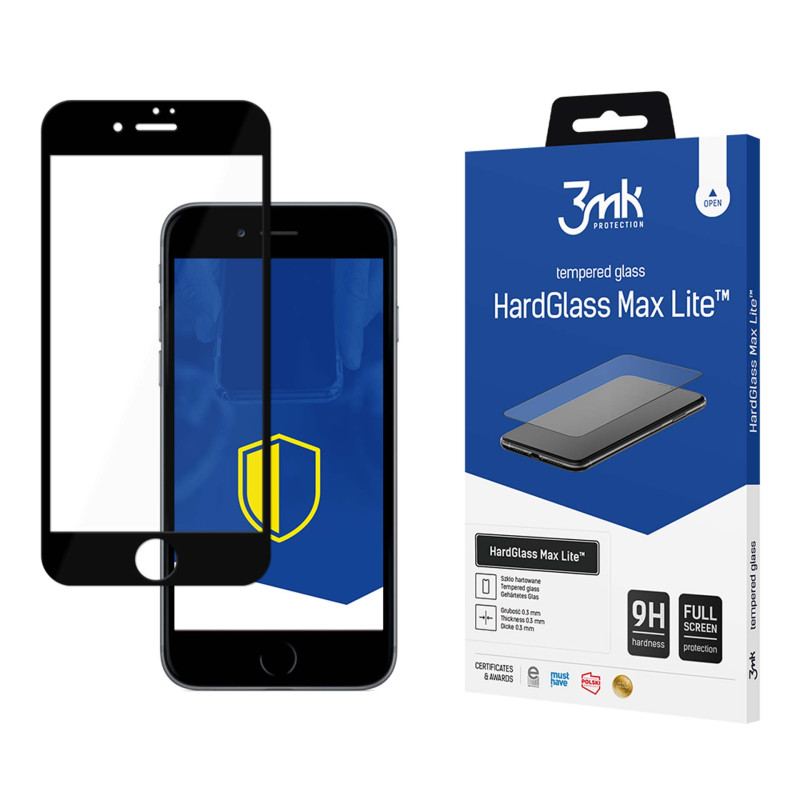 Grūdintas stiklas 3mk HardGlass Max Lite, juodas, skirtas Apple iPhone 7/ 8/ SE 2020/ 2022