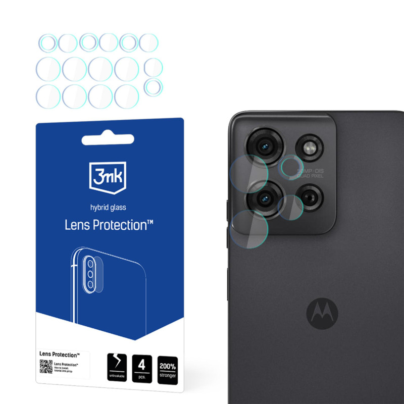 Hibridinis stiklas kameros objektyvui, 3mk, skirtas „Motorola Moto G75“ objektyvo apsaugai