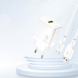 Dudao A23 2.4A USB-A įkroviklis – baltas