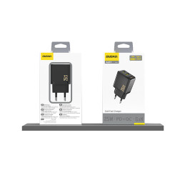 „Dudao A26T GaN 25W“ USB-A, USB-C įkroviklis – juodas