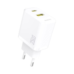 „Dudao A26T GaN“ 25 W USB-A, USB-C įkroviklis – baltas