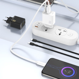 „Dudao A26T GaN“ 25 W USB-A, USB-C įkroviklis – baltas