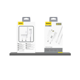 „Dudao A26T GaN“ 25 W USB-A, USB-C įkroviklis – baltas