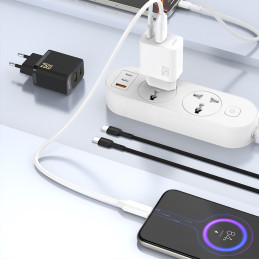 „Dudao A27 25W GaN USB-C“ sieninis įkroviklis – juodas