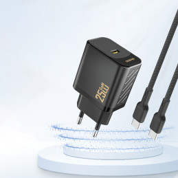 „Dudao A27 25W GaN USB-C“ sieninis įkroviklis – juodas