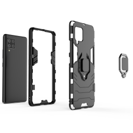 „Ring Armor Hybrid“ šarvuotas dėklas + magnetinis laikiklis „Samsung Galaxy A42 5G“, juodas