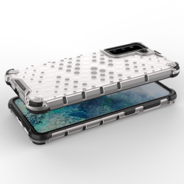 Korio formos šarvuotas dėklas su gelio rėmeliu Samsung Galaxy S21+ 5G (S21 Plus 5G) juodas