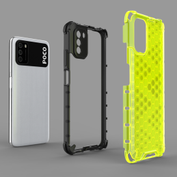 „Xiaomi Poco M3“ korio formos šarvuotas dėklas su gelio rėmeliu, skaidrus