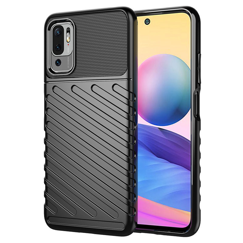 „Thunder Case“ lankstus šarvuotas dėklas „Xiaomi Redmi Note 10 5G / Poco M3 Pro“, juodas