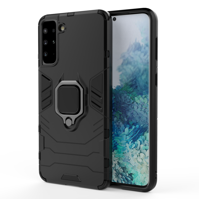 „Ring Armor Hybrid“ šarvuotas dėklas + magnetinis laikiklis „Samsung Galaxy S22+“ (S22 Plus), juodas