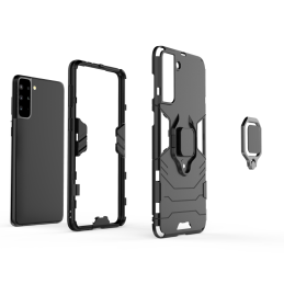 „Ring Armor Hybrid“ šarvuotas dėklas + magnetinis laikiklis „Samsung Galaxy S22+“ (S22 Plus), juodas