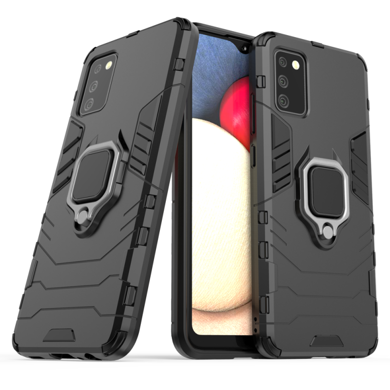 „Ring Armor Hybrid Armor“ dėklas + magnetinis laikiklis Samsung Galaxy A03s (166,5") juodas