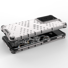 Korio formos šarvuotas dėklas su gelio rėmeliu Samsung Galaxy S22 Ultra permatomas