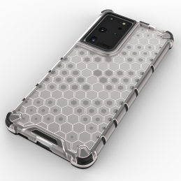Korio formos šarvuotas dėklas su gelio rėmeliu Samsung Galaxy S22 Ultra permatomas