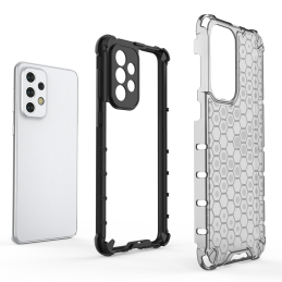 Korio formos šarvuotas dėklas su gelio rėmeliu Samsung Galaxy A33 5G, mėlynas