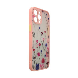 Dizainerio dėklas „iPhone 13 Pro Max“ – rožinis, gėlių raštais