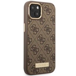 „Guess 4G Logo Plate MagSafe“ dėklas, skirtas iPhone 14 – rudas