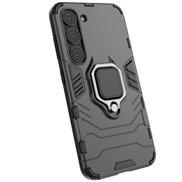 „Ring Armor“ dėklas, skirtas „Samsung Galaxy S23“ šarvuotam dangteliui, magnetinis laikiklis žiedui, juodas