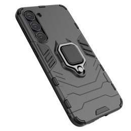 „Ring Armor“ dėklas, skirtas „Samsung Galaxy S23+“ šarvuotam dangteliui, magnetinis žiedo laikiklis, juodas