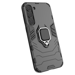 „Ring Armor“ dėklas, skirtas „Samsung Galaxy S23+“ šarvuotam dangteliui, magnetinis žiedo laikiklis, juodas