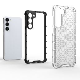 „Samsung Galaxy S23+“ korio formos dėklas, šarvuotas hibridinis dėklas, juodas