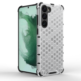 „Samsung Galaxy S23+“ korio formos dėklas, skaidrus, šarvuotas hibridinis dėklas