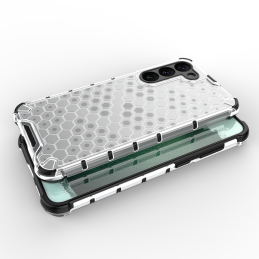„Samsung Galaxy S23+“ korio formos dėklas, skaidrus, šarvuotas hibridinis dėklas
