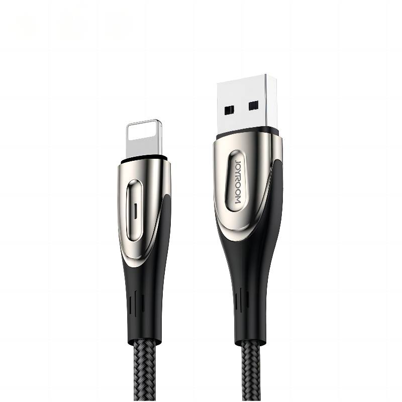 „Joyroom Sharp“ serijos S-M411 USB-A / „Lightning“ 3A laidas 1,2 m su įkrovimo indikatoriumi - juodas