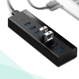 Ugreen daugiafunkcis šakotuvas 7in1 USB-A - 7xUSB-A 5Gb/ s juodas (US219)