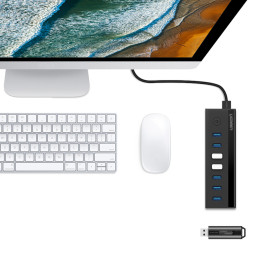 Ugreen daugiafunkcis šakotuvas 7in1 USB-A - 7xUSB-A 5Gb/ s juodas (US219)