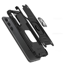 „Wozinsky Ring Armor“ dėklas „Samsung Galaxy S23+“ šarvuotas dėklas su magnetiniu žiedo laikiklio laikikliu, juodas