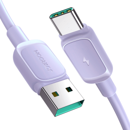 „Joyroom Multi-Color Series A14“ USB-A / USB-C 3A laidas 1,2 m – violetinis