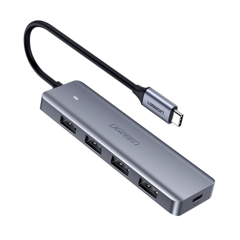 „Ugreen“ USB C tipo šakotuvo skirstytuvas - 4x USB 3.2 Gen 1 su USB-C maitinimo prievadu, pilkas (CM219 70336)