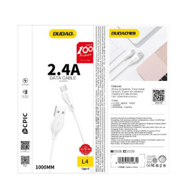 Dudao USB / Lightning kabelis 2,4A 1m baltas (L4L 1m baltas)