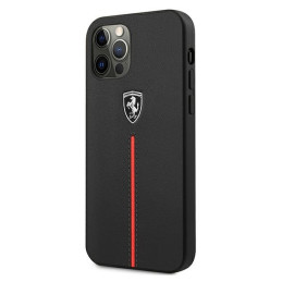 Ferrari Off Track Leather Nylon Stripe dėklas, skirtas iPhone 12 Pro Max - juodas