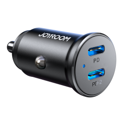 „Joyroom JR-CCN06“ mini automobilinis įkroviklis, 30 W, 2 x USB-C, metalinis, juodas