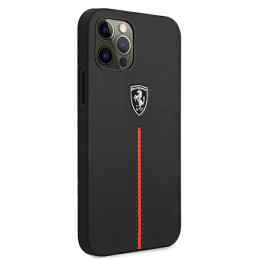 Ferrari Off Track Leather Nylon Stripe dėklas, skirtas iPhone 12 Pro Max - juodas