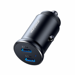 „Joyroom JR-CCN06“ mini automobilinis įkroviklis, 30 W, 2 x USB-C, metalinis, juodas