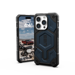UAG „Monarch Pro“ dėklas su „MagSafe“ technologija, skirtas „iPhone 15 Pro“ – tamsiai mėlynas
