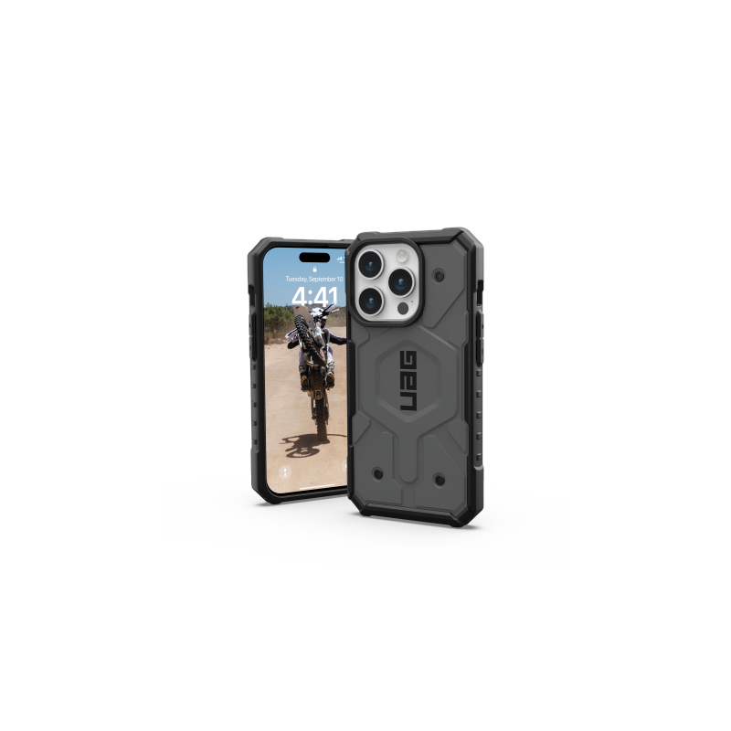 UAG Pathfinder MagSafe dėklas, skirtas iPhone 15 Pro – sidabrinis