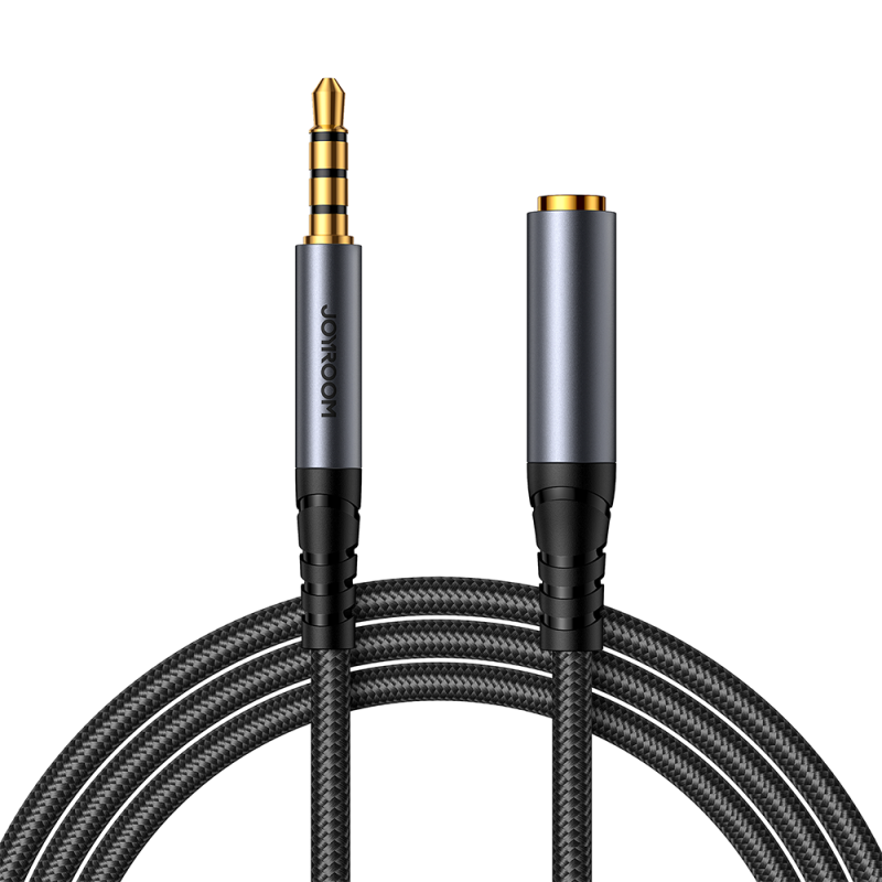 „Joyroom“ stereo garso kabelis AUX 3,5 mm mini lizdas (vyriškas) - mini lizdas (lizdas), 1,2 m, juodas (SY-A09)