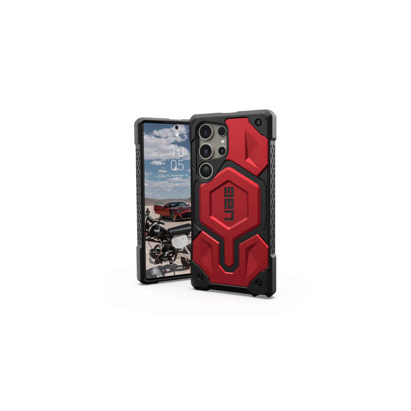 UAG Monarch Pro dėklas, skirtas „Samsung Galaxy S24 Ultra 5G“ su magnetiniu moduliu – juodas ir raudonas