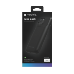 „Mophie Juice Pack iPhone 15“ dėklas su integruota 2400 mAh išorine baterija – juodas