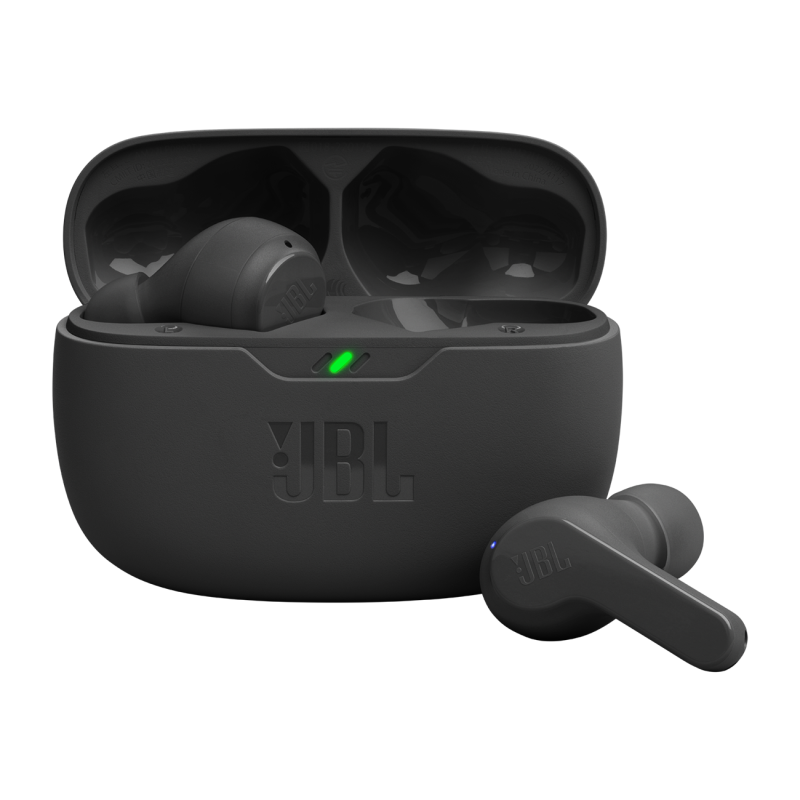 JBL Wave Beam belaidės į ausis įdedamos „Bluetooth 5.2“ ausinės, IP54, IPX2, juodos