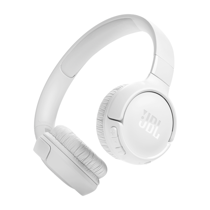 JBL TUNE 520BT belaidės ant ausų dedamos „Bluetooth 5.3“ ausinės – baltos
