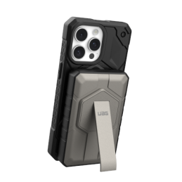 UAG Rugged 10K 10000 mAh MagSafe išorinė baterija su 10 W stovu ir laidu – titano spalvos